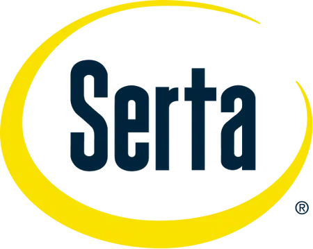 Serta logo in yellow circle, representing a reputable mattress brand relevant to Mattress Superstore's focus on educating consumers about mattress choices.
