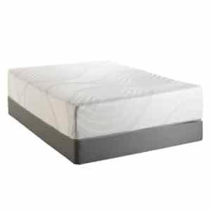 Kids Pedic 5″ Classic Mattress with a white surface and gray foundation, featured in a product listing for children's mattresses at Mattress Superstore.