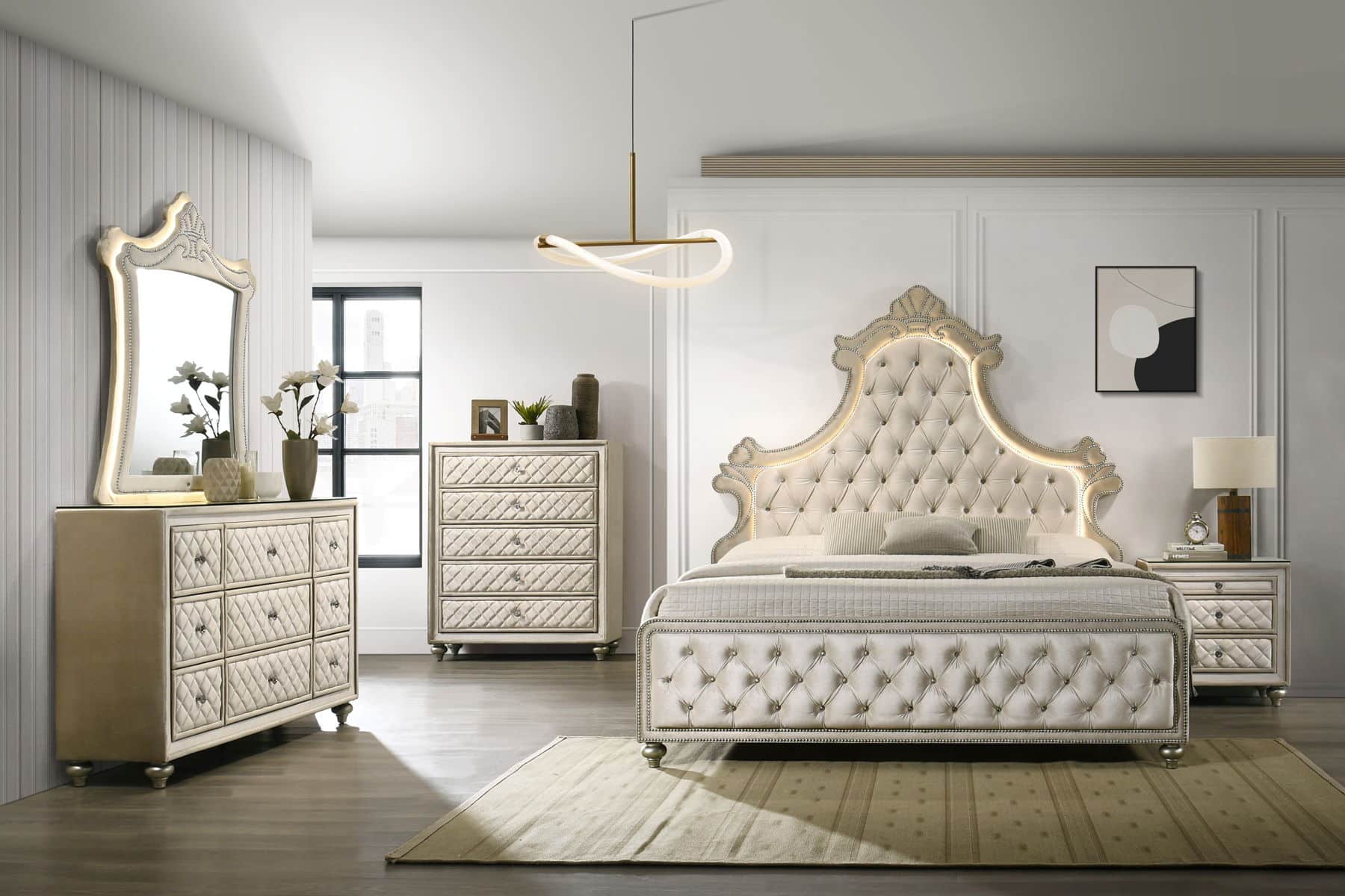 Lucienne Bed With LED Lighting | Modern Style & Ambient Bedroom Comfort