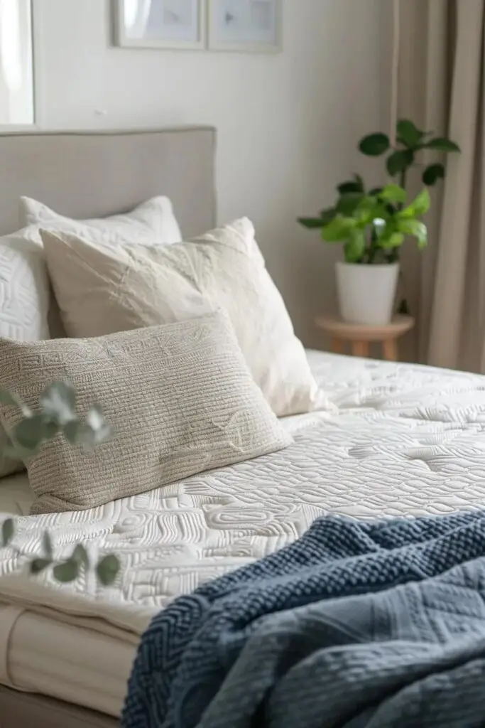 Cozy bedroom with a modern mattress, emphasizing comfort and relaxation