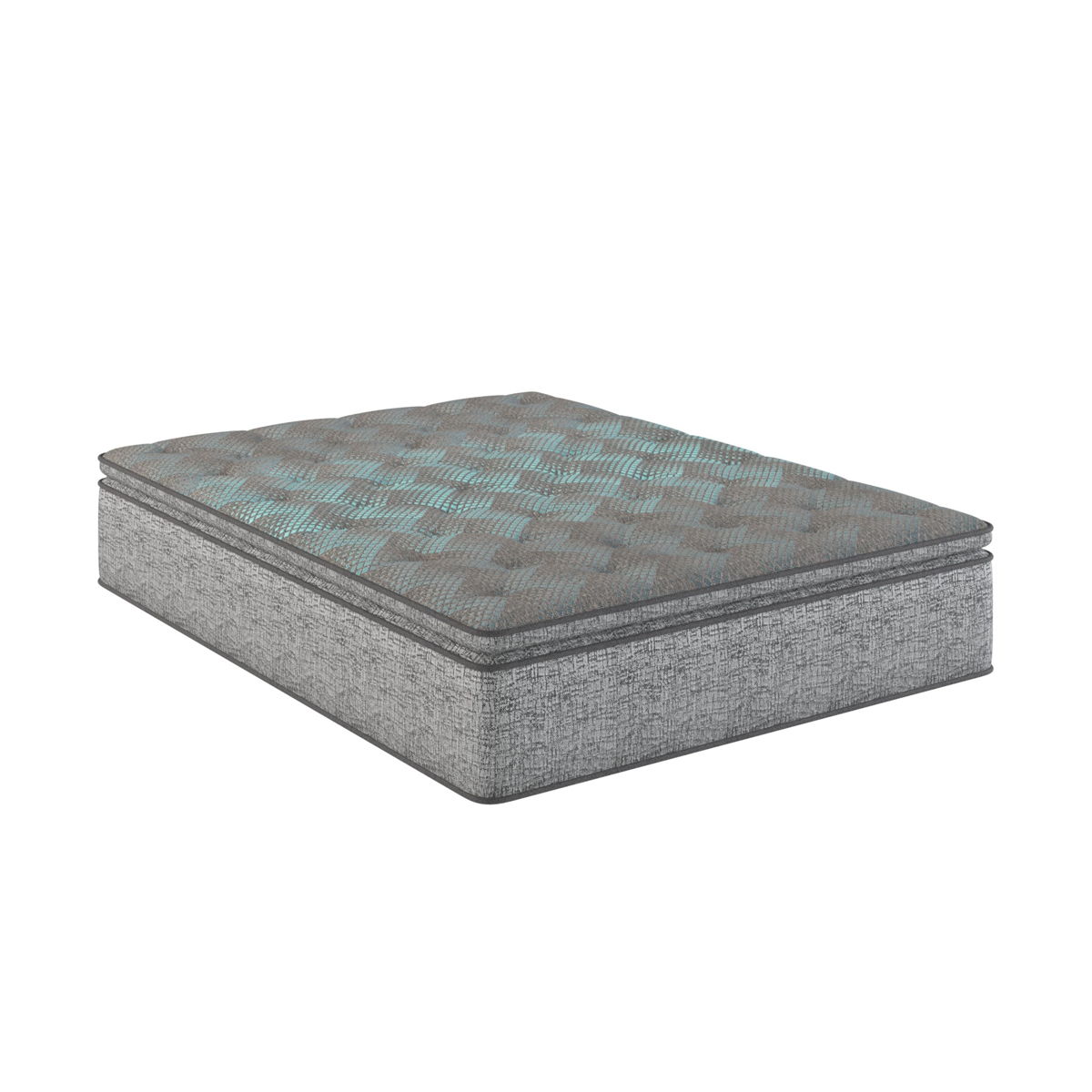 Comfort Care - 12" Hybrid Euro Top Mattress, Plush Comfort With Individual Pocketed Coil - Gray / Blue - Twin 1 Comfort Care 12" Twin Hybrid Euro Top Mattress in gray and blue, featuring plush cushioning, CoolFlow Plush Foam, and individual pocketed coils for enhanced support and comfort.