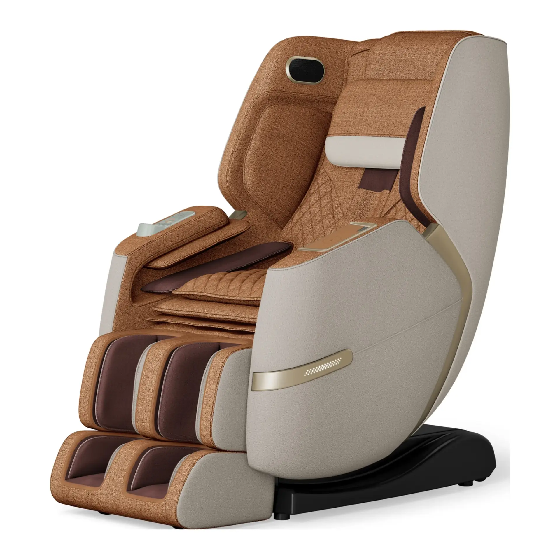 FFL Solara 1 Positive Posture Solara Massage Chair in butterscotch and beige, featuring advanced SL-Track massage, True Zero-Gravity® recline, and sleek design for modern comfort and relaxation.