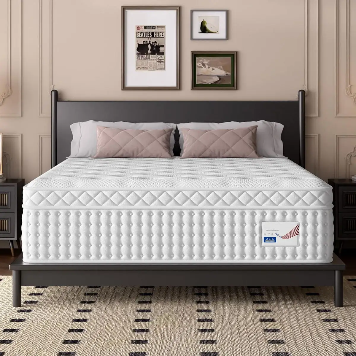 12" Hybrid Mattress, Memory Foam & Pocket Spring Bed, Medium Firm Comfort, Spine Support, Quiet & Breathable - White - King 2 12" Hybrid Mattress, Memory Foam & Pocket Spring Bed, Medium Firm Comfort, Spine Support, Quiet & Breathable - White - King - Image 2