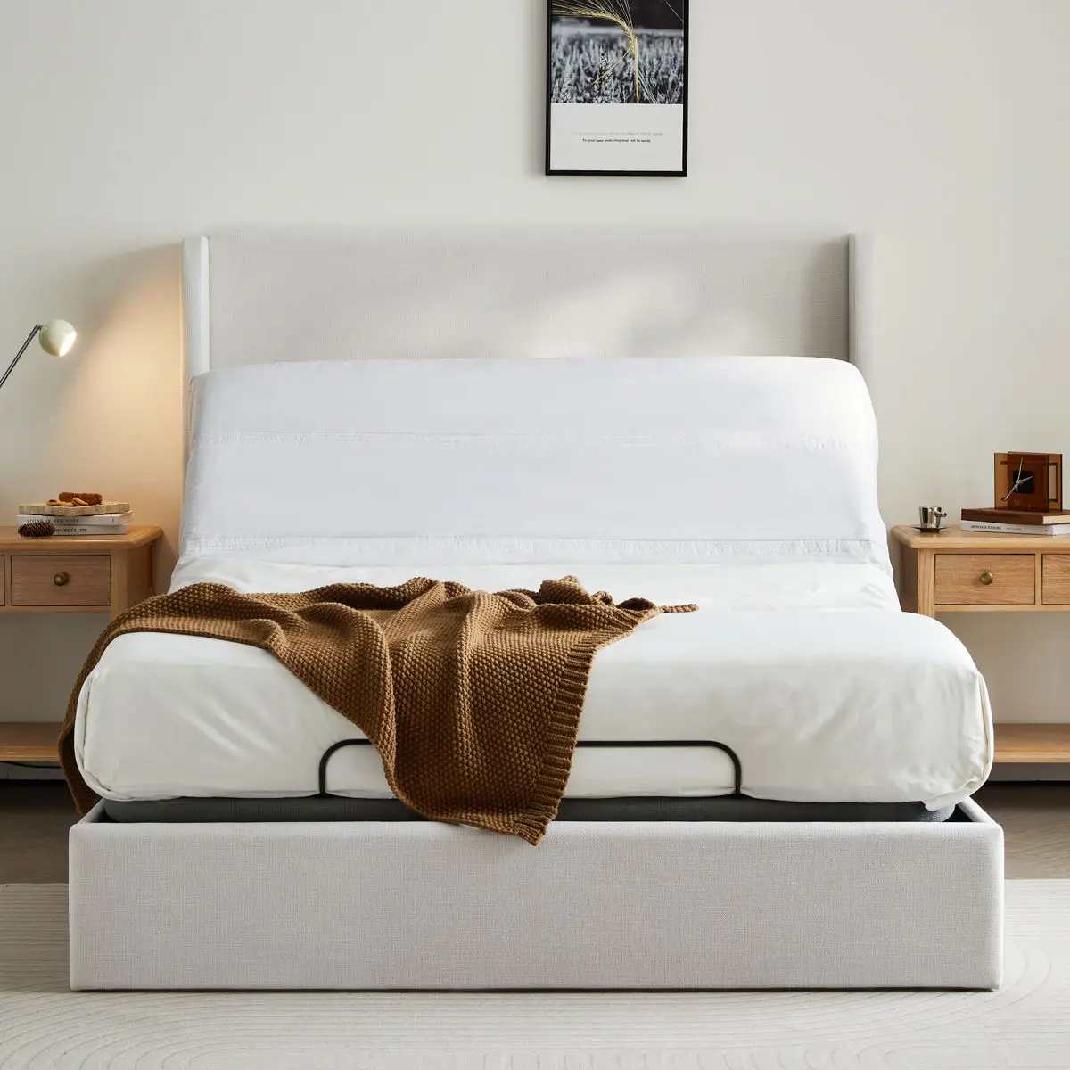 Caron 4.0 - Queen Size Adjustable Bed Frame With Wireless Remote Control, Head And Foot Incline, Massage Function - Black / Gray 3 Caron 4.0 - Queen Size Adjustable Bed Frame With Wireless Remote Control, Head And Foot Incline, Massage Function - Black / Gray - Image 3
