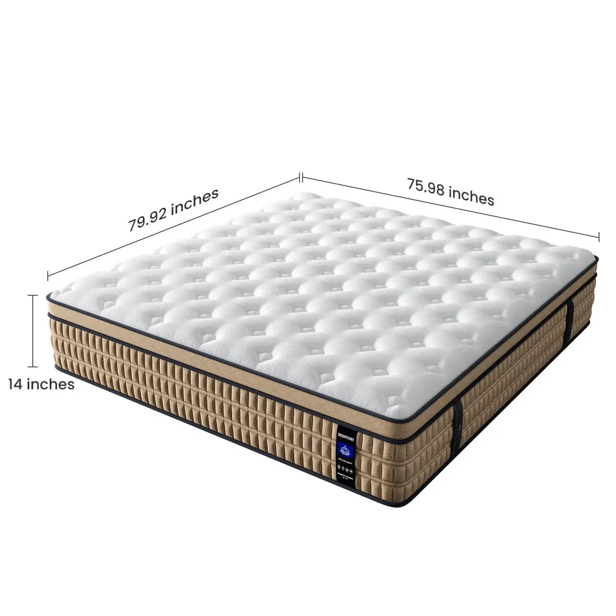 14" Mattress Hotel Collection Hybrid Mattress With Gel Memory Foam & Pocket Springs - Brown / White - King 2 14" Mattress Hotel Collection Hybrid Mattress With Gel Memory Foam & Pocket Springs - Brown / White - King - Image 2