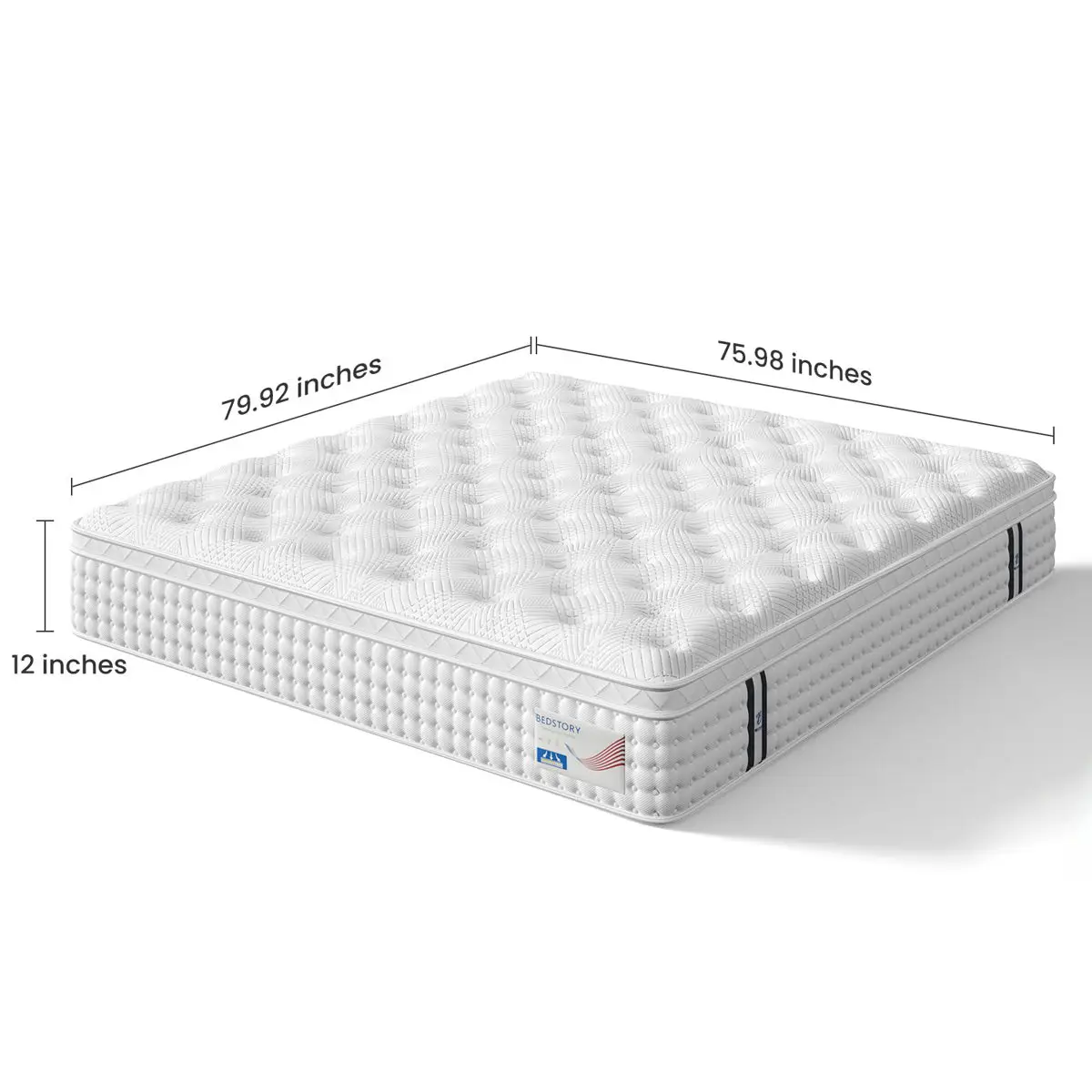 12" Hybrid Mattress, Memory Foam & Pocket Spring Bed, Medium Firm Comfort, Spine Support, Quiet & Breathable - White - King 3 12" Hybrid Mattress, Memory Foam & Pocket Spring Bed, Medium Firm Comfort, Spine Support, Quiet & Breathable - White - King - Image 3