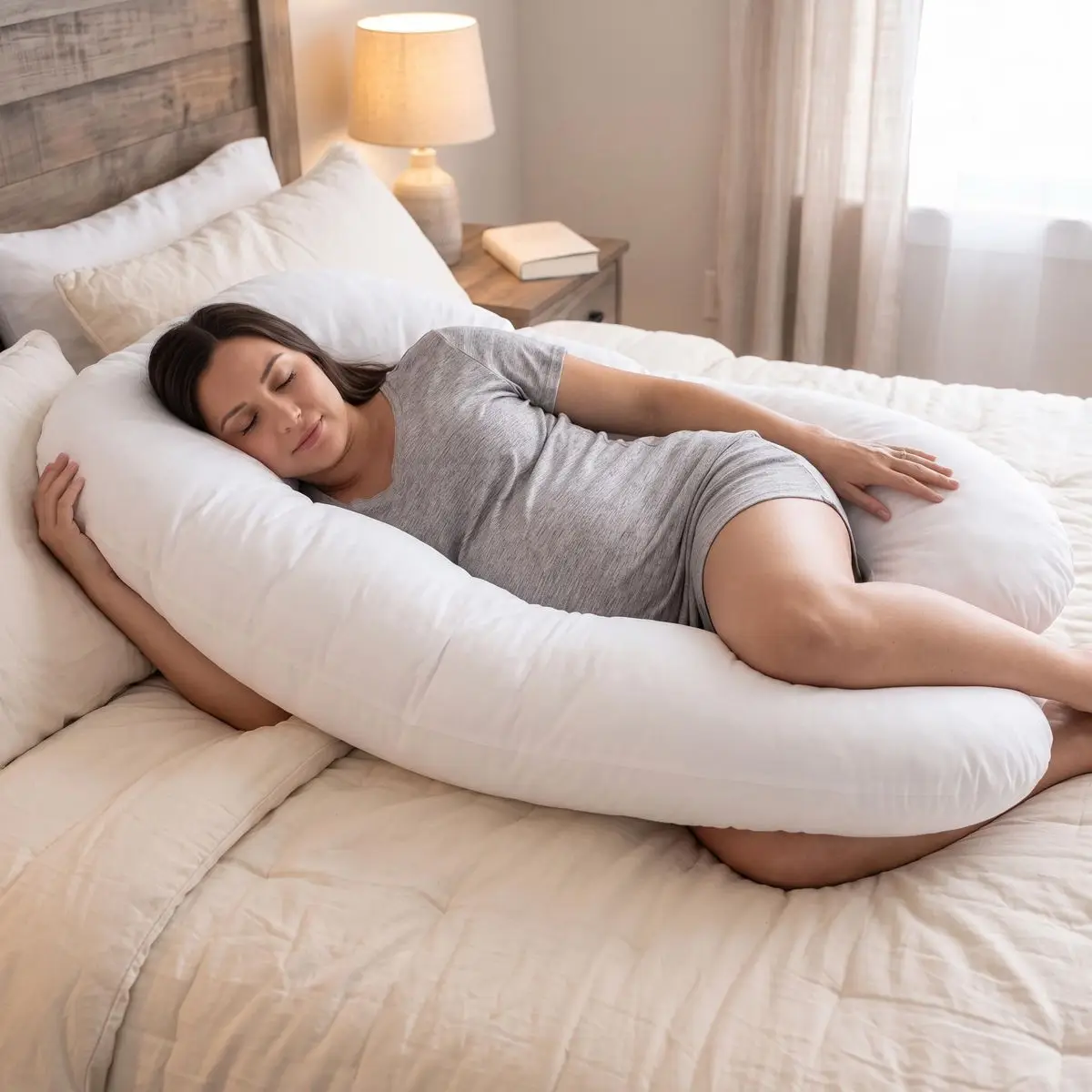 U - Shape Pregnancy Body Pillow For Side Sleeper Support - White 4 U - Shape Pregnancy Body Pillow For Side Sleeper Support - White - Image 4