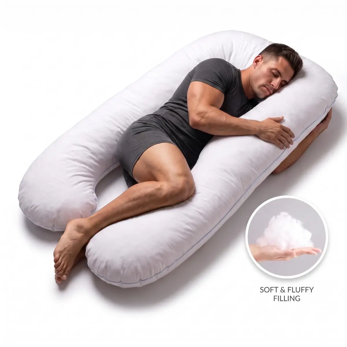 U - Shape Pregnancy Body Pillow For Side Sleeper Support - White 3 U - Shape Pregnancy Body Pillow For Side Sleeper Support - White - Image 3